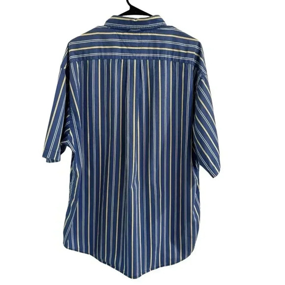 Vintage Tommy Hilfiger Button Up Shirt Size XL Blue Yellow Stripes Logo Casual - Picture 7 of 9